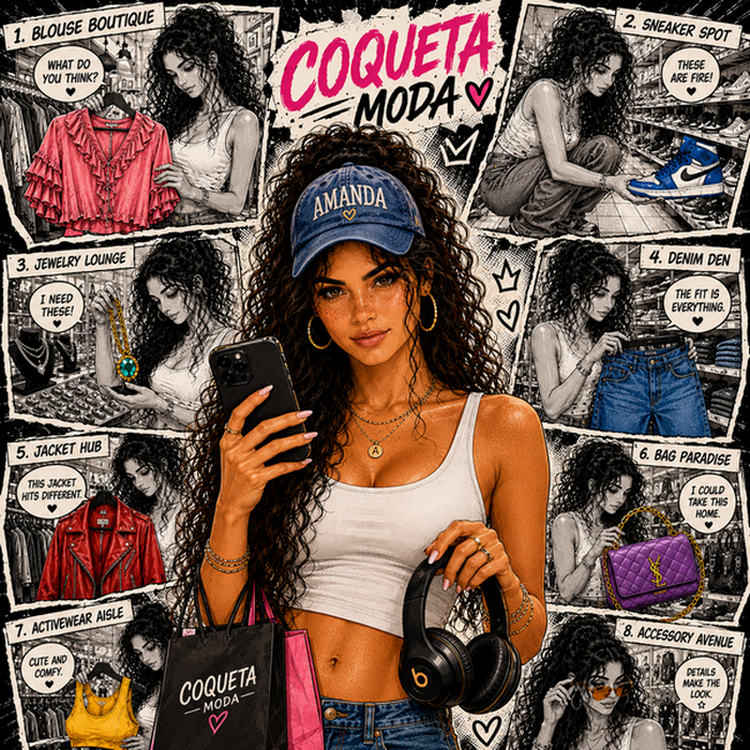 Amanda in a manga-inspired fashion editorial poster